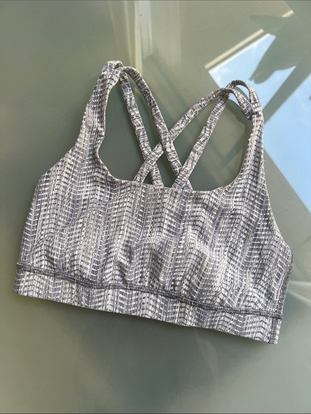 Lululemon Strappy Gray Patterned Sports Bra